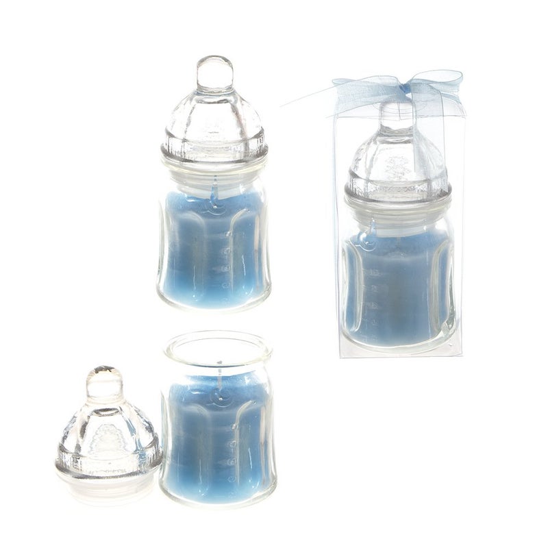 Lunaura 12 pcs Scented Baby Powder Blue Glass Baby Bottle Container Candles, Palm Wax Candle, Baby Shower Gifts, Decorative Accent, Home DÃ©cor, Memory Keepsake, Party Favors, Centerpieces - Image 2
